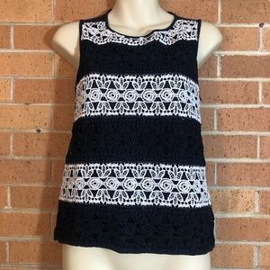 Ann Taylor Petites size XS navy lace blouse